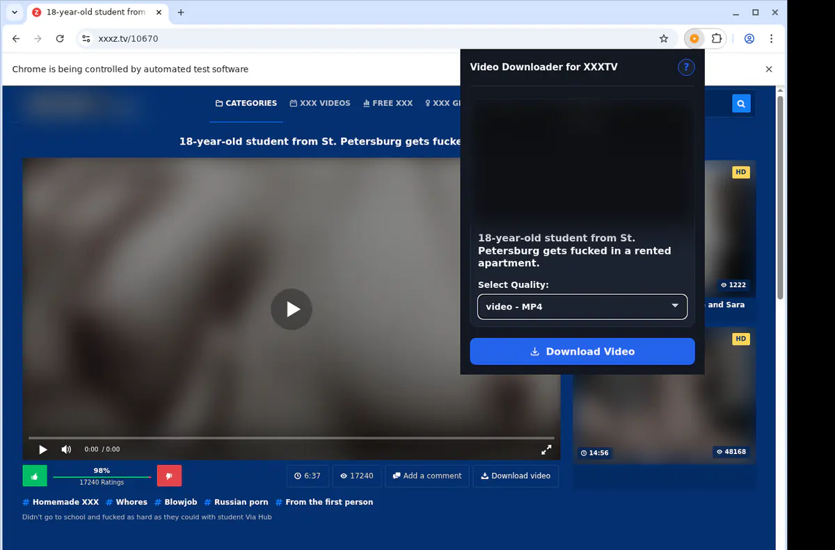 Xxxtv Video Downloader browser extension screenshot 3