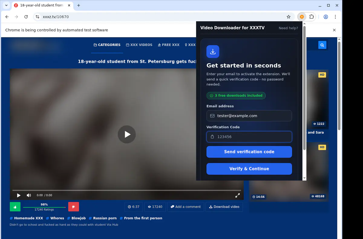 Xxxtv Video Downloader browser extension screenshot 4