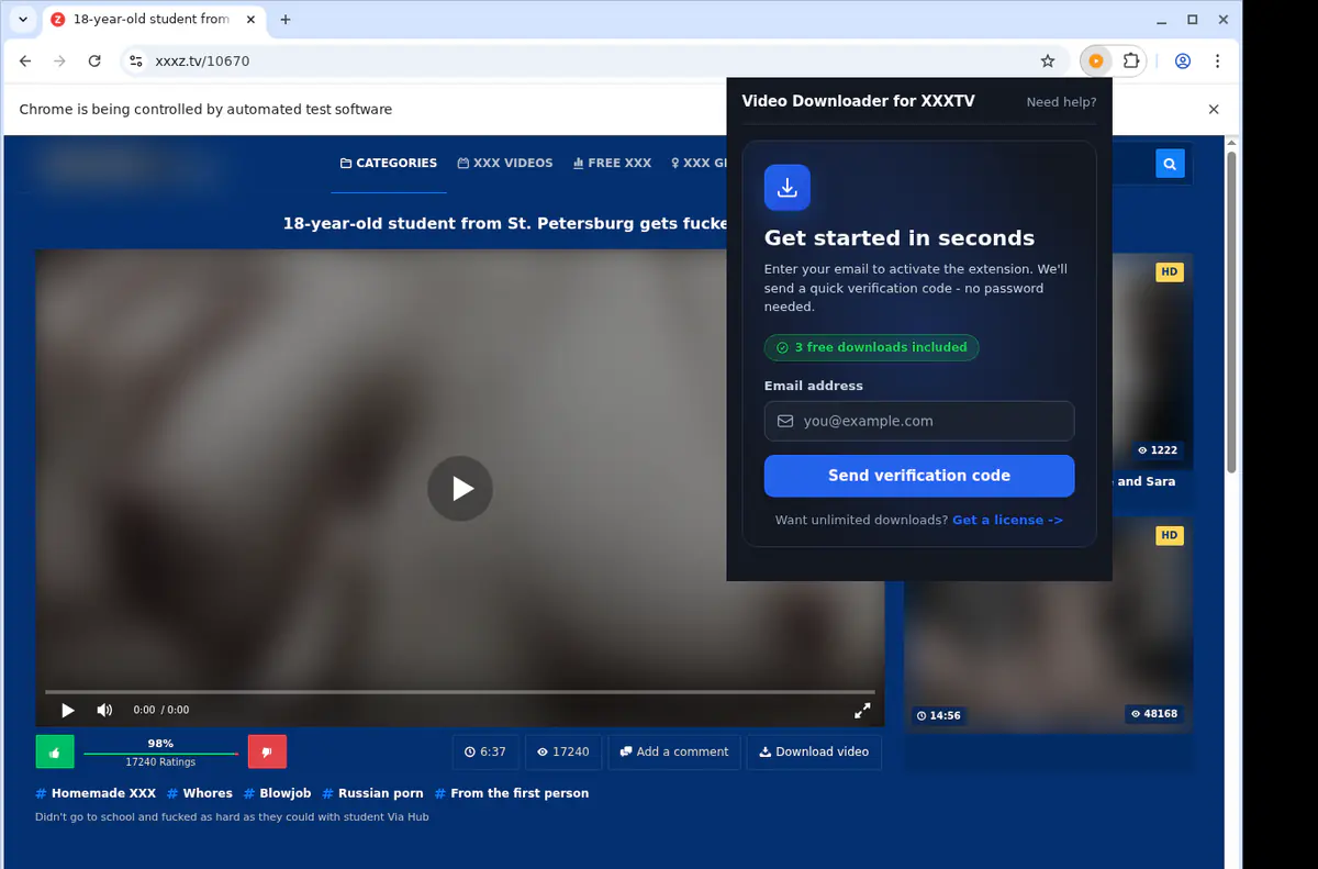 Xxxtv Video Downloader browser extension screenshot 5